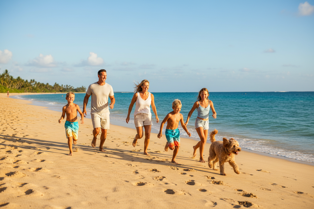 Active Family at the Beach